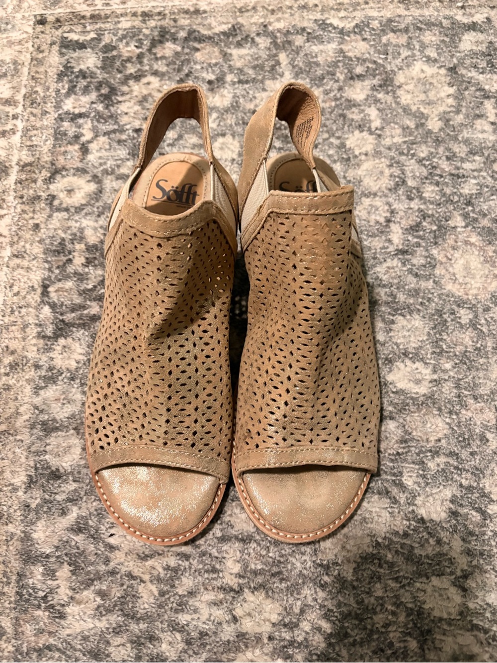 Sofft Tan Perforated Open-Toe Slingback Sandals